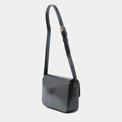 Pre Owned Celine Black Shiny Calfskin Claude Shoulder Bag
