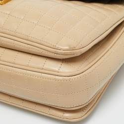 Pre Owned Celine Beige/Black Quilted Leather Medium C Bag