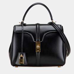 Pre Owned Celine Black Small Leather 16 Satchel