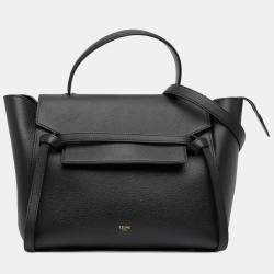 Pre Owned Celine Black Mini Grained Calfskin Belt Bag