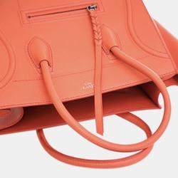 Pre Owned Celine Orange Medium Leather Phantom Luggage Tote