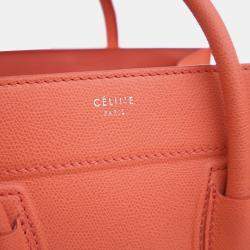 Pre Owned Celine Orange Medium Leather Phantom Luggage Tote