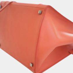 Pre Owned Celine Orange Medium Leather Phantom Luggage Tote