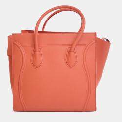 Pre Owned Celine Orange Medium Leather Phantom Luggage Tote