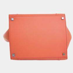 Pre Owned Celine Orange Medium Leather Phantom Luggage Tote