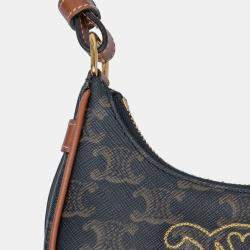 Pre Owned Celine Brown Mini Triomphe Coated Canvas Ava Shoulder Bag