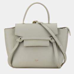 Pre Owned Celine White Nano Grained Calfskin Belt Bag