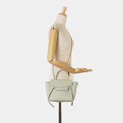 Pre Owned Celine White Nano Grained Calfskin Belt Bag