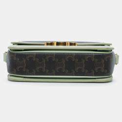 Pre Owned Celine Brown Teen Triomphe Coated Canvas and Calfskin Triomphe Crossbody