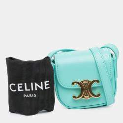Pre Owned Celine Blue Leather Triomphe AirPods Case with Strap