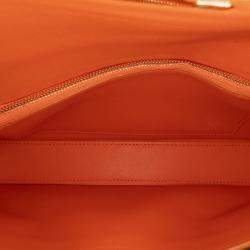 Pre Owned Celine Orange Smooth Calfskin Triomphe Chain Shoulder Bag