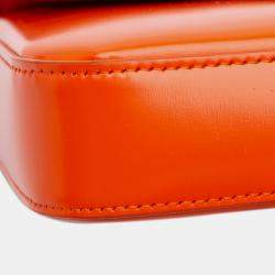 Pre Owned Celine Orange Smooth Calfskin Triomphe Chain Shoulder Bag