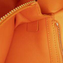 Pre Owned Celine Orange Smooth Calfskin Triomphe Chain Shoulder Bag