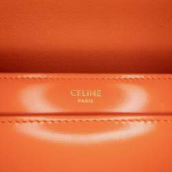 Pre Owned Celine Orange Smooth Calfskin Triomphe Chain Shoulder Bag