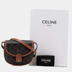 Pre Owned Celine Brown Mini Triomphe Coated Canvas Besace Crossbody