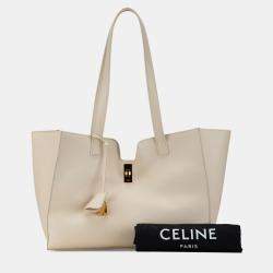 Pre Owned Celine White Smooth Calfskin Soft 16 Cabas