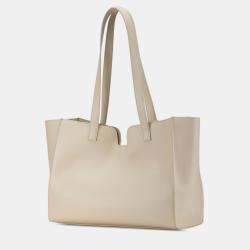 Pre Owned Celine White Smooth Calfskin Soft 16 Cabas