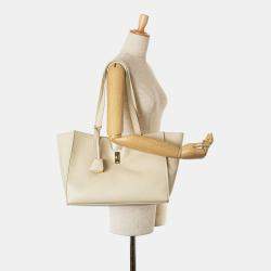 Pre Owned Celine White Smooth Calfskin Soft 16 Cabas