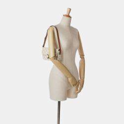 Pre Owned Celine White Triomphe Coated Canvas Claude Shoulder Bag