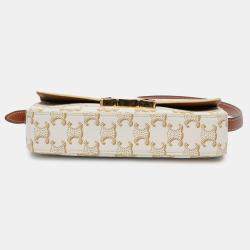 Pre Owned Celine White Triomphe Coated Canvas Claude Shoulder Bag