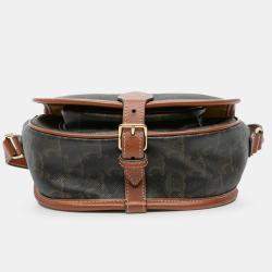 Pre Owned Celine Brown Medium Triomphe Coated Canvas Folco Crossbody