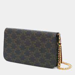 Pre Owned Celine Brown Triomphe Coated Canvas Triomphe Multi Pochette Satchel