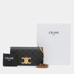 Pre Owned Celine Brown Triomphe Coated Canvas Triomphe Multi Pochette Satchel