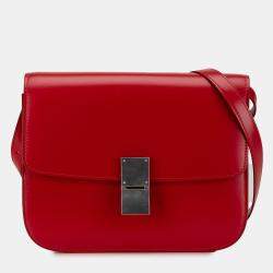 Pre Owned Celine Red Medium Calfskin Classic Box