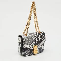 Pre Owned Celine x Christian Marclay Black Leather Zzhaa Print Small C Shoulder Bag