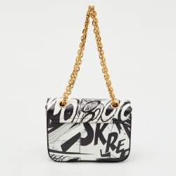 Pre Owned Celine x Christian Marclay Black Leather Zzhaa Print Small C Shoulder Bag