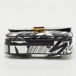 Pre Owned Celine x Christian Marclay Black Leather Zzhaa Print Small C Shoulder Bag
