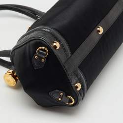 Pre Owned Celine Black Croc Embossed Leather and Satin Vintage Triomphe Clasp Bag
