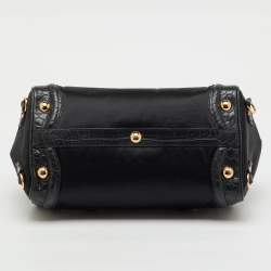 Pre Owned Celine Black Croc Embossed Leather and Satin Vintage Triomphe Clasp Bag