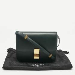 Pre Owned Celine Green Leather Medium Classic Box Shoulder Bag