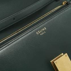 Pre Owned Celine Green Leather Medium Classic Box Shoulder Bag