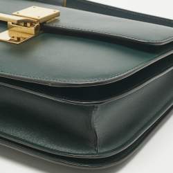 Pre Owned Celine Green Leather Medium Classic Box Shoulder Bag