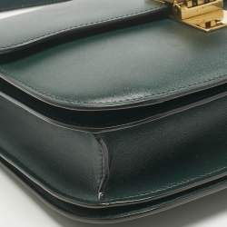 Pre Owned Celine Green Leather Medium Classic Box Shoulder Bag