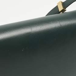 Pre Owned Celine Green Leather Medium Classic Box Shoulder Bag