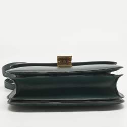 Pre Owned Celine Green Leather Medium Classic Box Shoulder Bag