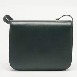 Pre Owned Celine Green Leather Medium Classic Box Shoulder Bag