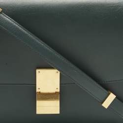 Pre Owned Celine Green Leather Medium Classic Box Shoulder Bag