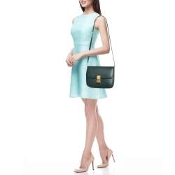 Pre Owned Celine Green Leather Medium Classic Box Shoulder Bag