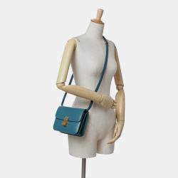 Pre Owned Celine Blue Teen Liege Calfskin Classic Box