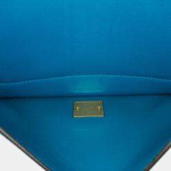Pre Owned Celine Black Blue Leather Frame Shoulder Bag
