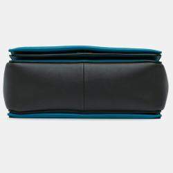 Pre Owned Celine Black Blue Leather Frame Shoulder Bag