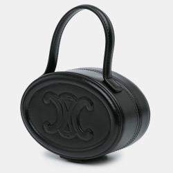 Pre Owned Celine Black Calfskin Cuir Triomphe Oval Handbag