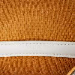 Pre Owned Celine Brown White Medium Triomphe Coated Canvas Folco Crossbody