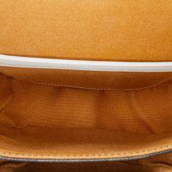 Pre Owned Celine Brown White Medium Triomphe Coated Canvas Folco Crossbody