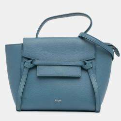 Pre Owned Celine Blue Nano Grained Calfskin Belt Bag
