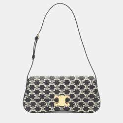 Pre Owned Celine Medium Lola Black/White Coated Canvas Leather Shoulder Bag 